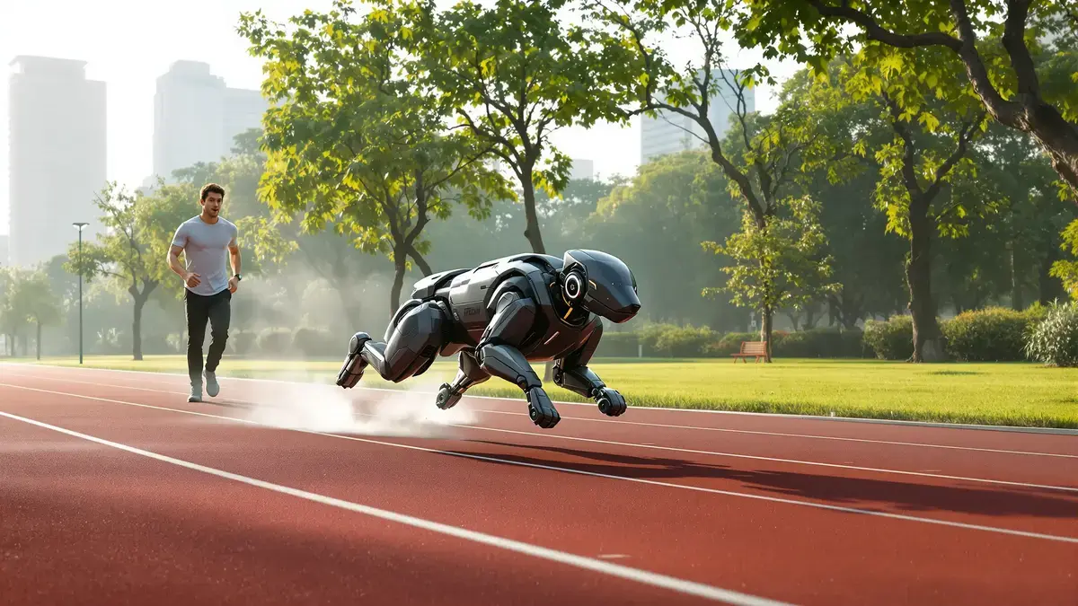 Čínský robotický pes překonal nečekaný rekord a uběhl 100 metrů za méně než 10 sekund, což zpochybňuje dosavadní názory na zvířecí technologie